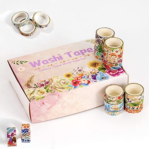 Washi Tape - 43 Rolls Floral Washi Tape, Gold Foil Washi Tape Set, Pretty And Colorful Aesthetic Washi Tape, Unique Wape Tape Set For Scrapbook, Bullet Journal, Diy Crafts And Gift Packaging. #TOP3
