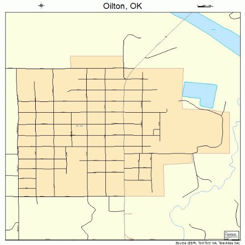 Large Street & Road Map of Oilton, Oklahoma OK Printed poster size wall atlas of your home