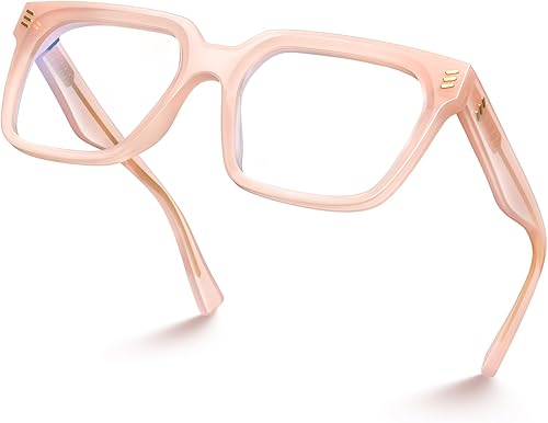 VISOONE Lentes rectangulares TR90 con bloqueo de luz azul para computadora con aspecto preppy para mujeres y hombres Cougar, Carne del suelo