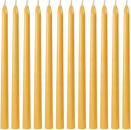 Paquete de 6 velas cónicas de cera de abeja de 12 pulgadas, hechas a mano, sin goteo y sin humo, para candelabros y portavelas - Experimenta la