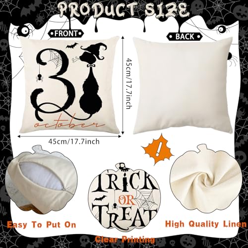 Halloween Pillow Covers 18x18 Inch, Set of 4 Ghost Black Cat Pumpkin Decor - image 2