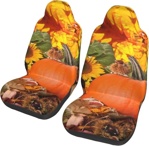 秋の果実 2枚セット カーシートカバー 前席用 取付簡単 背面フルカバー ブラック 運転席 助手席 軽 防汚 気性 洗える 車用 シート カバー 軽自動車/普通車用 四季適用