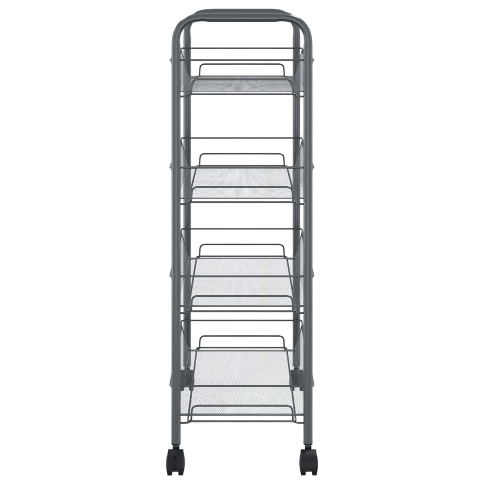 Carrello da con 4 Ripiani Grigio 46x26x64 cm in Ferro,Carrello di Servizio con Ruote Mobiletto,Credenza Portavivande Mobile in Legno e Metallo Moderno