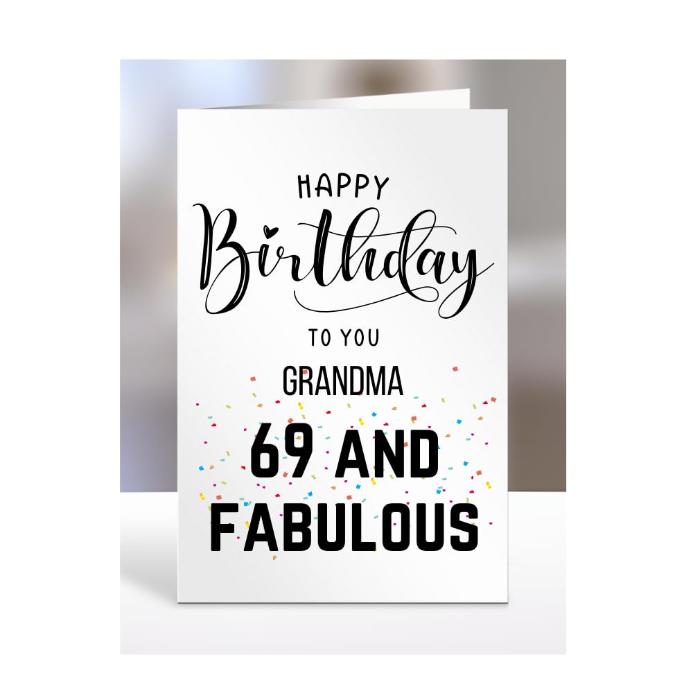 69th Birthday Card for Grandma, Happy Birthday, Gifts for Men or Women, Presents for Christmas, 69 and fabulous, 69 years old, Greetings Card, A5-102i_110
