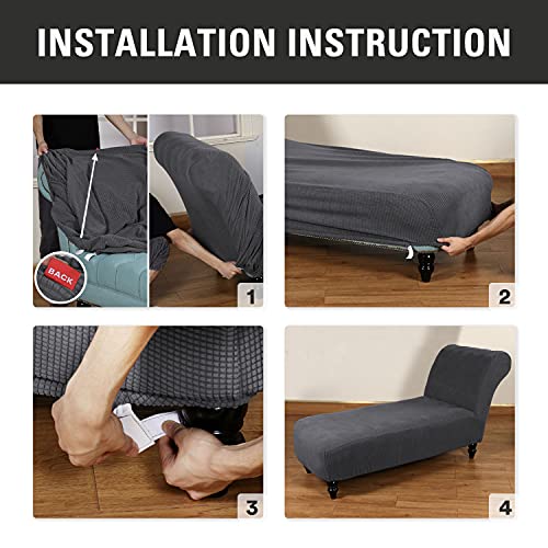 Armless Lounge Chaise Slipcover, Stretch Chaise Chair Covers For Living Room Chaise Slipcover Armless Chaise Lounge Indoor Slipcover For Bedroom Chaise Soft Jacquard Fabric Machine Washable(Gray) #TOP5