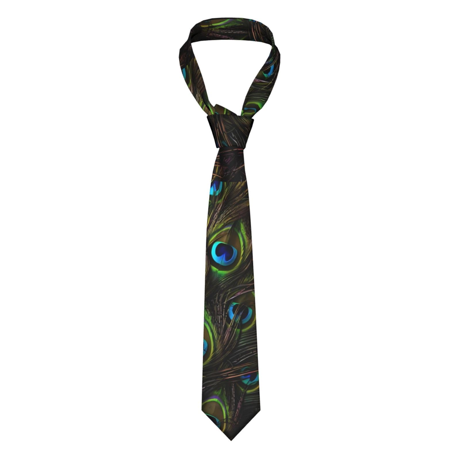 Qqlady Men's Black Peacock Feather Silk Tie Classic Fashion Necktie Woven Jacquard Neck Ties Wedding Business Ties, One Size