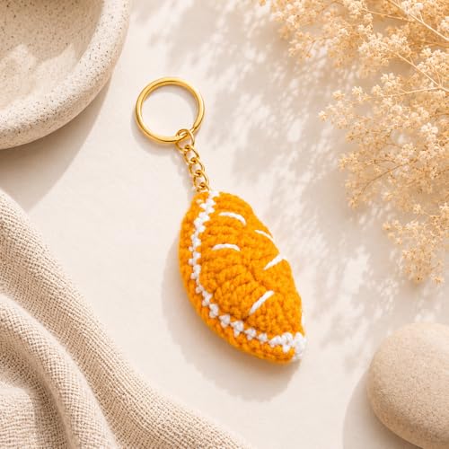 Image of Handmade Crochet Keychain for Women & Girls, Cute Yarn Key Ring, Bag Charm, Car Key Holder & Gift, Aesthetic Handmade Floral Accessory