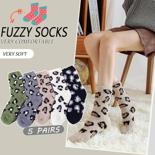 Image of Ginmewrae Fuzzy Socks for Women Cozy Soft Fluffy Slipper Socks Home Sleeping Warm Socks Stocking Stuffer Gift for Women
