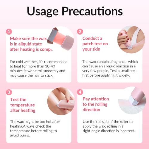 Image of Waxfans Roll On Wax Kit, Wax Roller Kit, Waxing Kit for Women & Men, at Home Hair Removal on Body and Legs, with 2 Rose Wax Refills & 50 Pcs Wax Strips, Easy & Smooth(Rose&Rose)