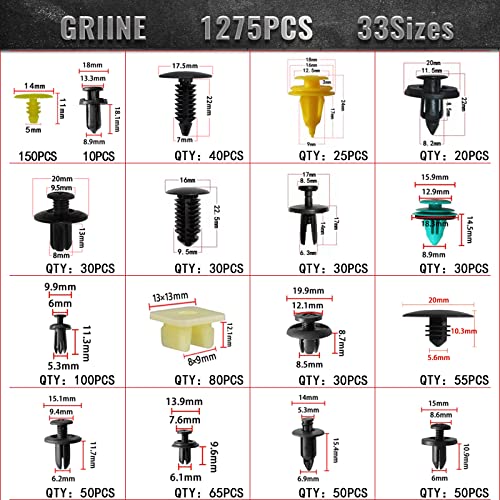 1390pcs Car Door Panel Clips Plastic Fasteners Retainer Kit 33 Sizes Automotive Push Pin Rivets Set Bumper Trim Body Clips for Toyota GM Ford Honda Chevy Acura Chrysler Mazda and More Vehicle Models - Image 4