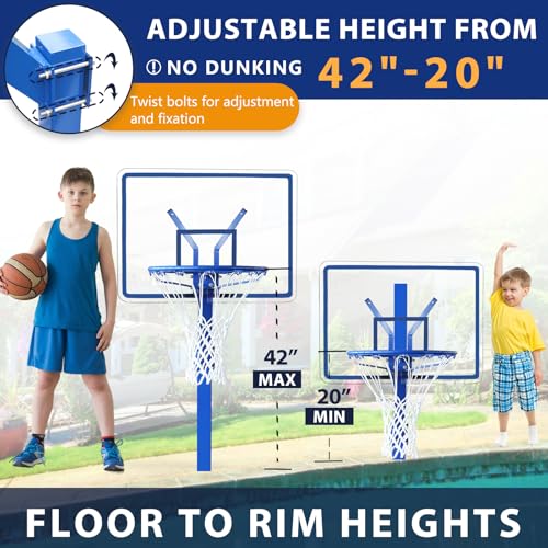 PROGOAL Pool Basketball Hoop In-Ground Removable Adjustable Height Rust-Resistant Aluminum Alloy Poolside Basketball Hoop with Acrylic Clear Backboard &18 Inch Aluminum Rim for Backyard - Thumbnail 4