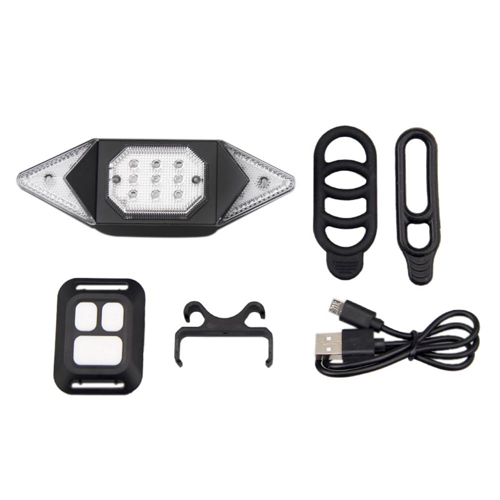 Luce USB Bike Wireless Remote Control Rear Lamp Red/Blue Flash Turning Signal Safety Warning Taillight