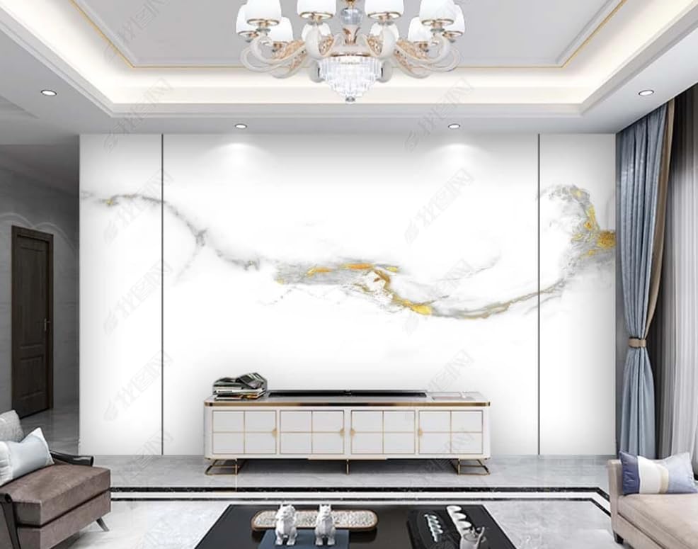 Papier peint intissé ardoise de marbre blanc Jazz haut de gamme 400x280cm