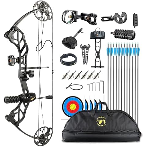 TOPOINT ARCHERY Starting Hunting Compound Bow Package for Beginner & Intermediate Archers Archery Equipment with All Accessories Kit DW:19-70LB, DL:19-30", IBO:320fps (Starting 31 Black Color) Cover