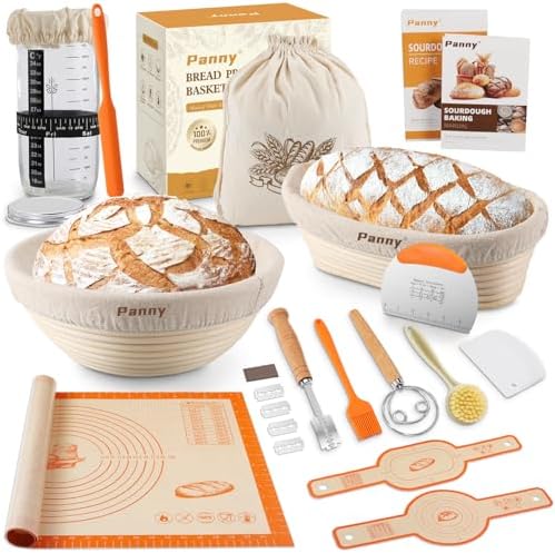 Panny Sourdough Starter Kit, Banneton Bread Proofing Basket with ...