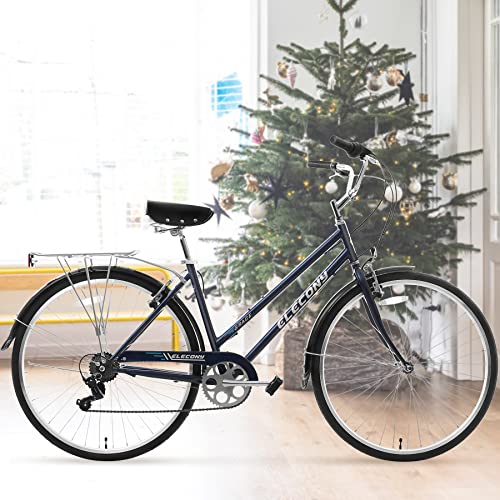 Elecony Beach Cruiser Bike For Women, 27.5'' Wheels City Bike With Step-Through 18'' Frame, Shimano 7-Speed Drivetrain, 220Lbs Capacity, Blue,700C *35 #TOP7