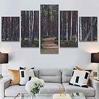 SIGNWIN 5 Panel Canvas Wall Art Rustic Woods for Home Decorations Ready to Hang - 60