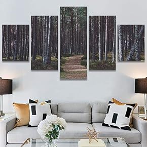 SIGNWIN 5 Panel Canvas Wall Art Rustic Woods...