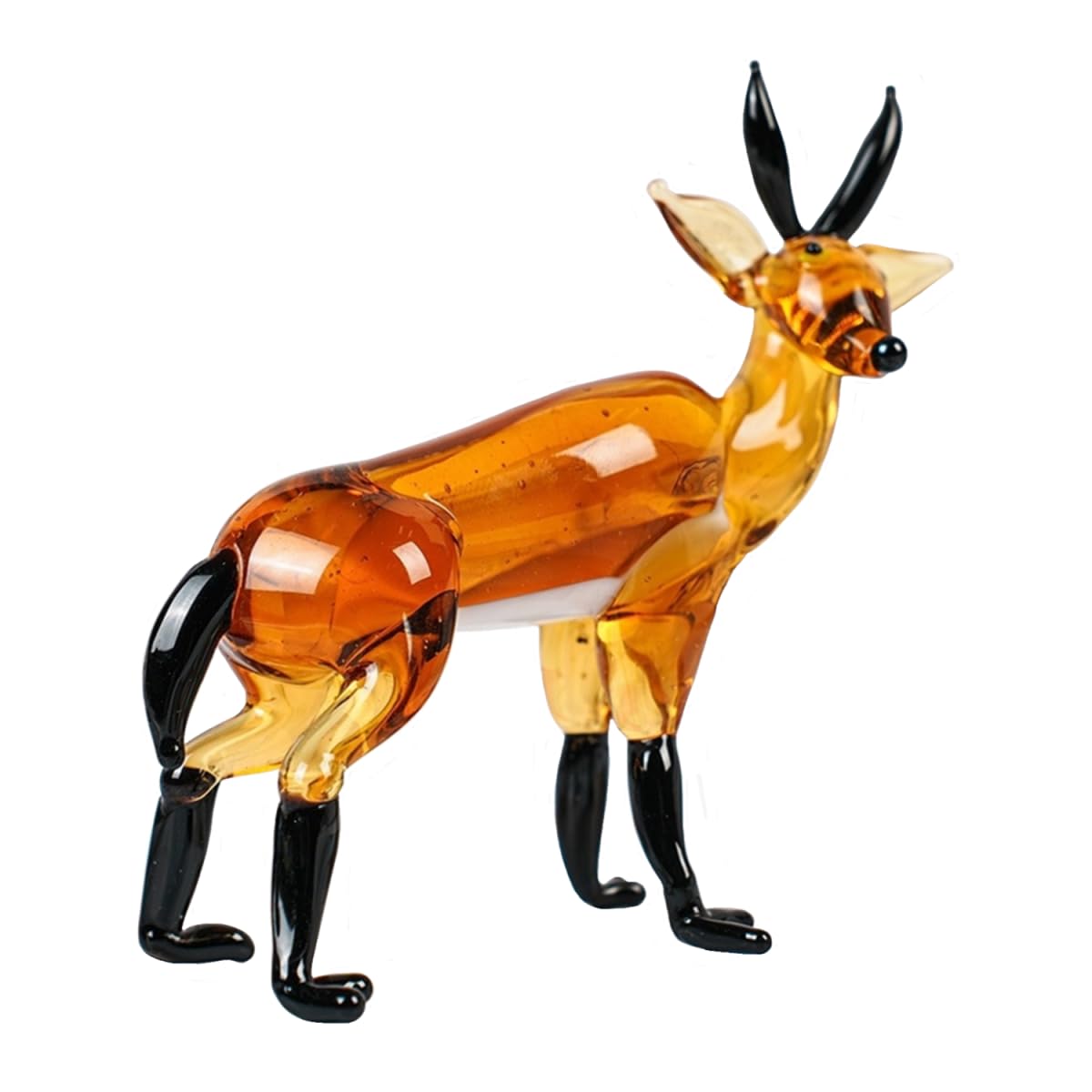 ZDHC Cute Springbok Antelope Figurine Art Hand Blown Glass Animal Sculpture Collectible Desktop Crystal Wild Life Ornaments for Centerpiece Home Office Display Decor Craft