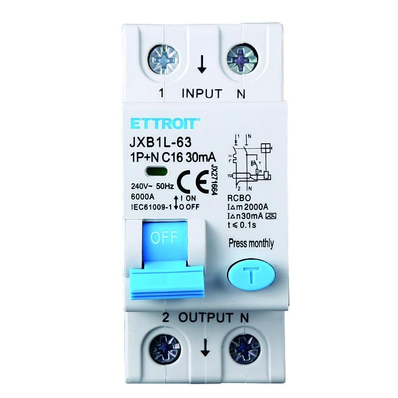 Interruttore Magnetotermico Differenziale 1P+N 16A 30mA 220V-6KA CLASSE A 2 MODULI 30mA per Guida DIN - Protezione Circuiti e Sicurezza Impianti