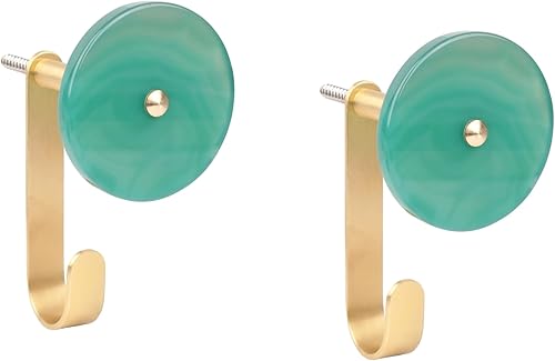 Miniatura 9 de Rockcloud Paquete de 2 ganchos redondos de ágata para montar en la pared con tornillos, ganchos de piedra de cristal para colgar accesorios