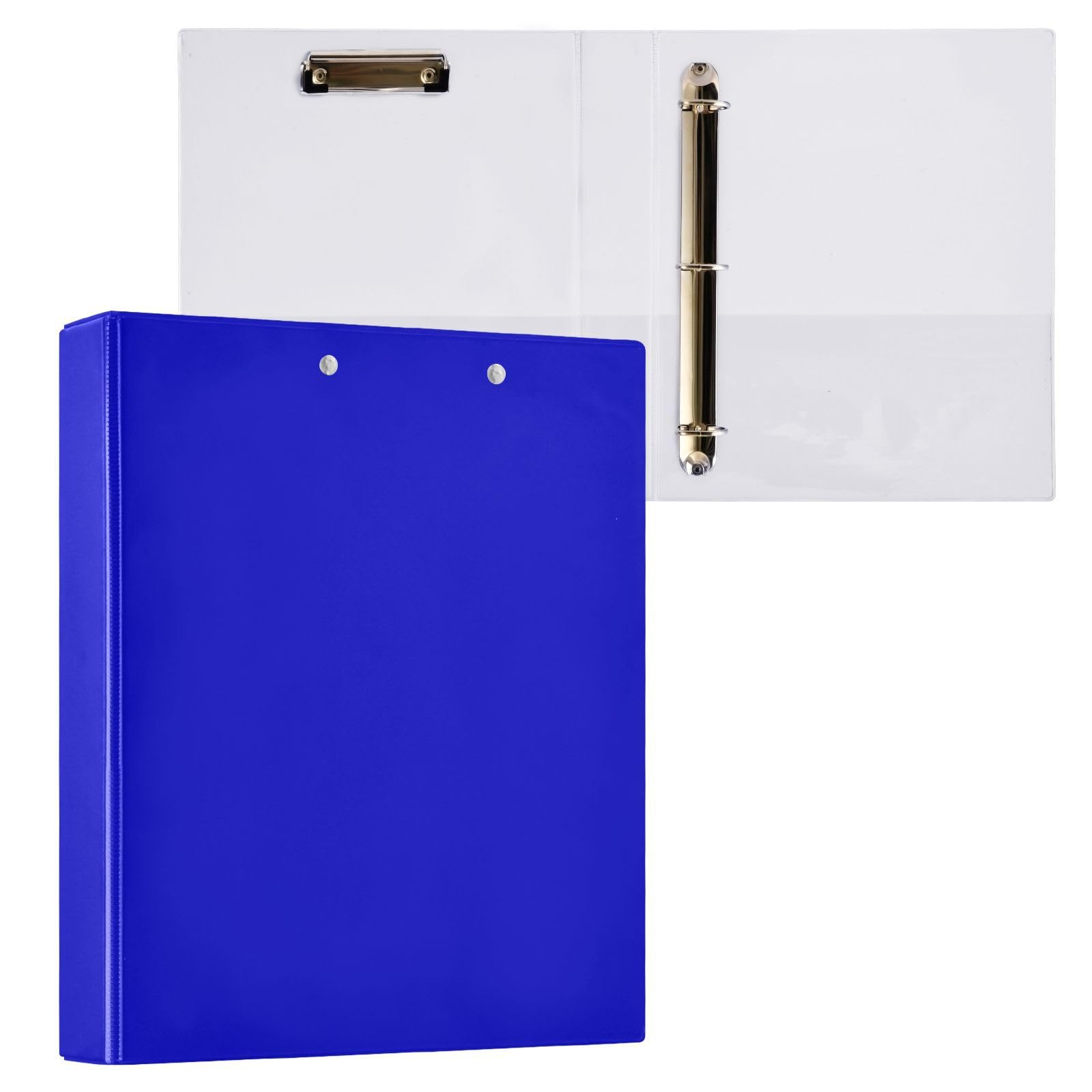 Raccoglitori blu medio da 3,8 cm, 3 anelli, raccoglitori ad anelli a D, 3 anelli con portablocco, raccoglitore flessibile, per scuola, 3 anelli (confezione da 2)
