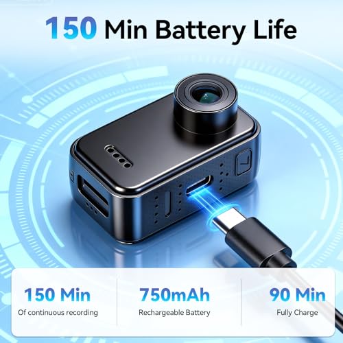 Image of 4K Mini Body Camera,Thumb Camera,Mini Body Sports Action Camera with 64GB Storage, Hands Free POV Magnetic Wearable Cam, Thumb Size Mount Anywhere for Cycling Hiking Running Vlogging Pet Walking