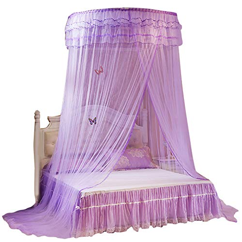 Princess Lace Style Mosquito Net, Foldable Round Bed Canopy, Bed Canopy, for Children Girls Baby Kids(Purple) Princess Lace Style Mosquito Net, Foldable Round Bed Canopy, Bed Canopy, for Children Girls Baby Kids(Purple)