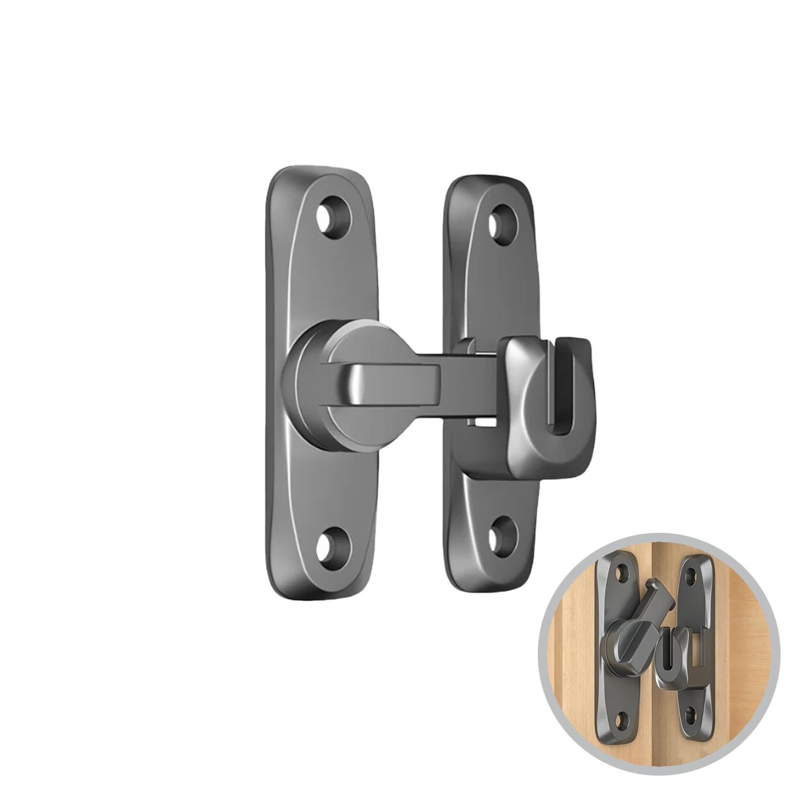 Pinpulux Flip Door Latch Lock 90/180 Degree Flip Barn Door Lock Sliding Catch Gate Latch Bolt for Bathroom Bedroom Internal Barn Cabinet Garage Window Garden(1,Gunmetal Gray)