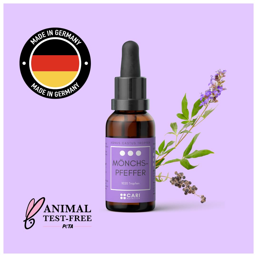 Mönchspfeffer | 1020 Tropfen | Agnus Castus | PMS, Zyklus, Menopause, Kinderwunsch | hochdosiert - 30 ml Flüssigextrakt | vegan & made in Germany