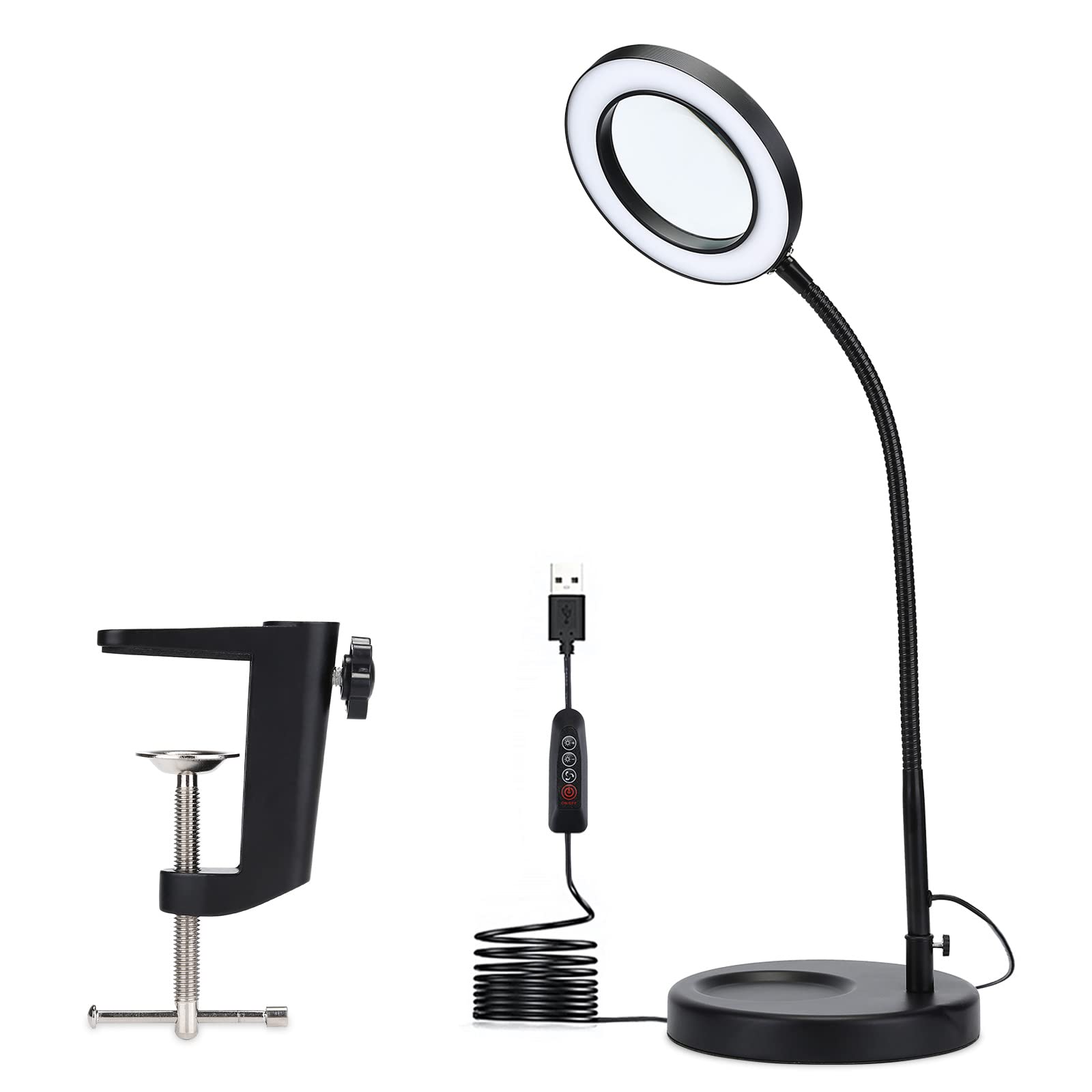 Buy HOLULO Magnifying Lamp, 5X Magnifier Lamp with Metal Clamp and