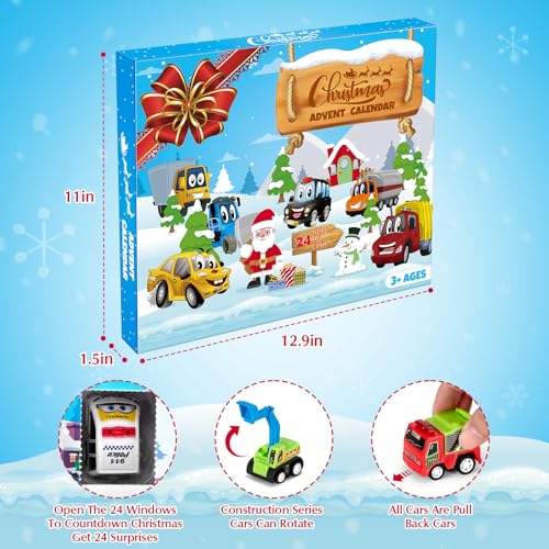 Advent Calendar 2025 for Kids Boys, Christmas Countdown Calendar with 24 Pull Back Car Toys, Christmas Gifts for Kids Toddlers and Girls – Image 4