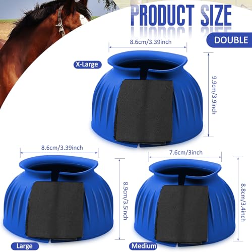 Image of Abbylike Bell Boots for Horses 1 Pair /2 Pair Available, Protect Against Hoof Impact Trauma, Rubber Bell Boots Horse Care for Turnout, No Rub Design Wrap Hook and Loop