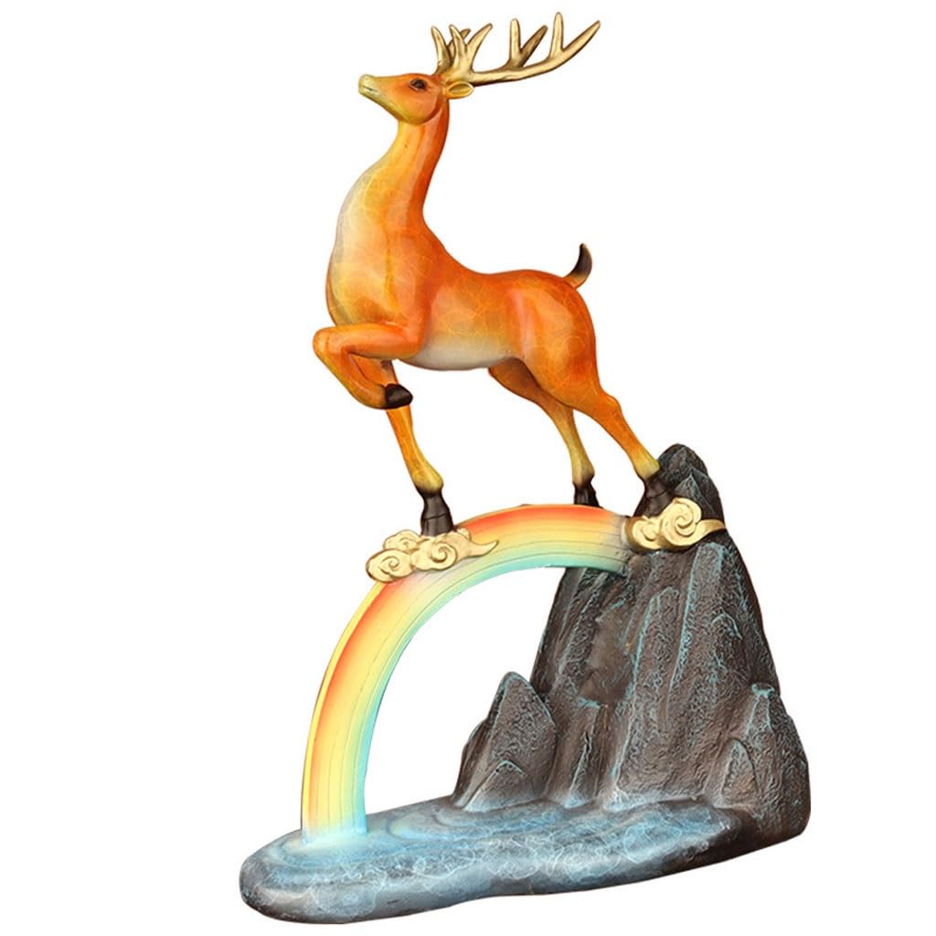 BHGFYXBS Attract Wealth Statue Ornament Desktop Ornaments, Colored Copper Sika Deer Handmade Statues, Handicrafts, Home Living Room, Study Desk Decorations Wealth Decor