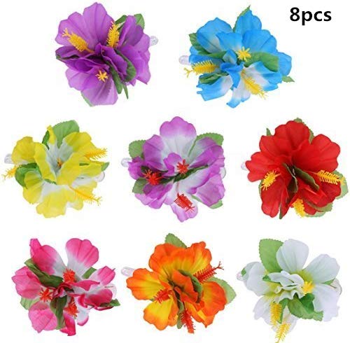 Jrancc Blumen Haarspangen Hawaii Haar Blumen 8 Stück Mehrfarbig Hibiskusblüte Kostüm-Zubehör für Strandparty-Hochzeits-Braut-Zusatz Cover