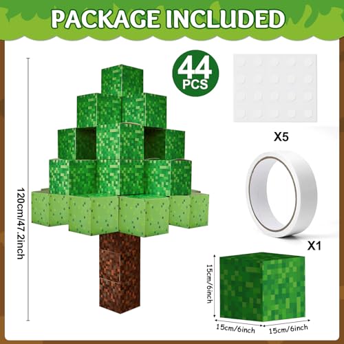 Image of 44Pcs Pixel Game Party Decorations Pixel Theme Treat Boxes 6 Inch Video Game Birthday Party Supplies for School Holiday Gamer Birthday Pixelated Party Favor