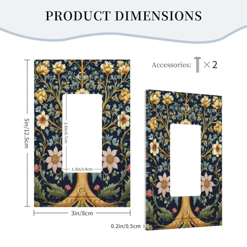 Life Tree with Flowers Floral Single Decora Outlet Wall Plate 1 Gang Rocker Decorative Switchplate Faceplate GFCI Light Switch Covers for Home Living Decor - Image 3