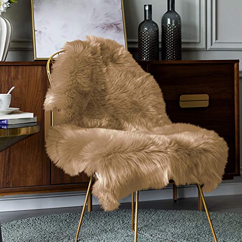 Carvapet Luxury Soft Faux Sheepskin Chair Cover Seat Pad Plush Fur Area Rugs