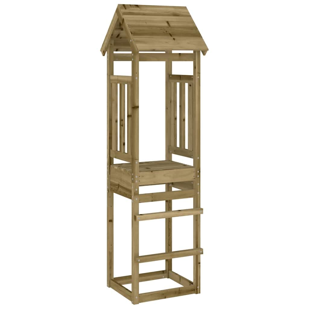 Vidaxl Brown Pine Play Tower 52.5X46.5x206.5 Cm - Impregnated Wooden Playhouse For Backyard/Garden, Outdoor Children’s Playground Frame