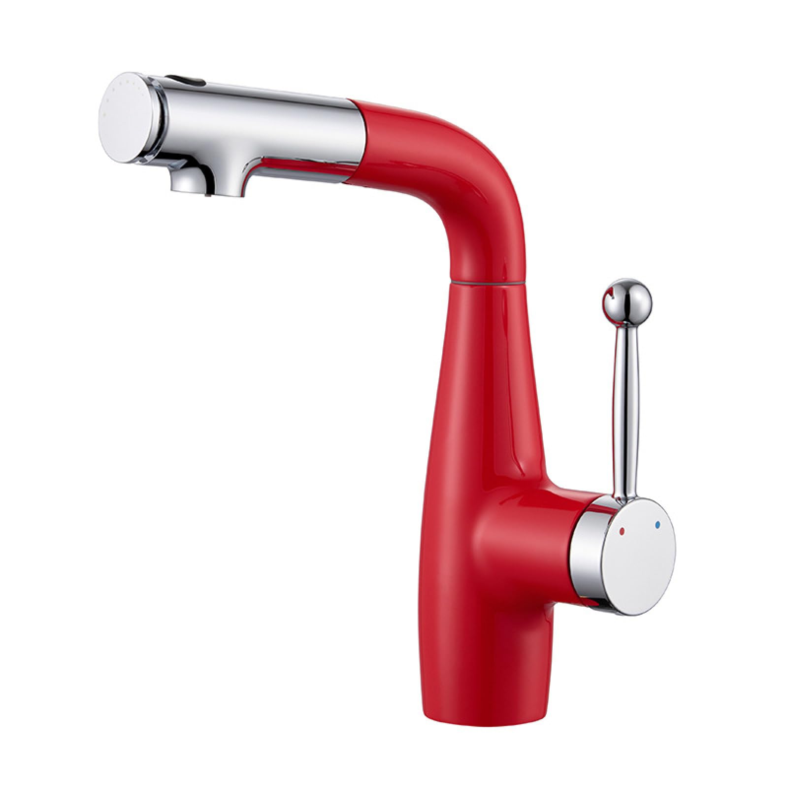 Fanjubei Red Bathroom Lift-Pull Basin Faucet,