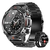 WalkerFit Smart Watch for Men, Rugged Tactical Fitness Tracker with 1.43' AMOLED Display, Bluetooth Calls, 5ATM Waterproof, 170+ Sports, SpO2/Heart Rate Monitor, 2 Bands, iPhone/Android Compatible