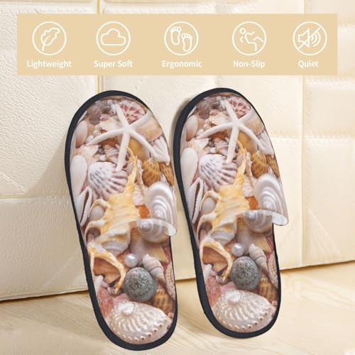 Colorful Seashells Print Women Slippers Home Furry Shoes Keep Men Couples Shoes Warm For Women-3