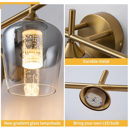 Image of foucasal 3 Light Vanity Light for Bathroom, Dimmable 2700K-6000K Bathroom Vanity Light Fixtures Mirror, Modern LED Lighting Fixtures for Living Rooms, Hallways, Bedroom
