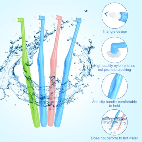ACWOO Tuft Zahnbürste, 4 Stück Einbüschelbürste, Kleine Getuftet Bürste Weich Büschelzahnbürste Trimm Single Interdental Zwischenraum Bürste zur Detail Reinigung