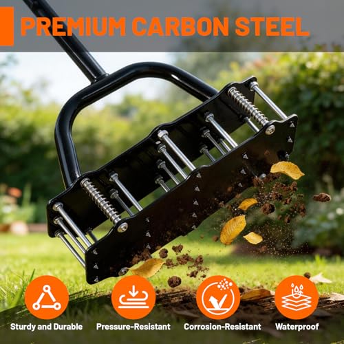 Aerador de césped de pie con 17 púas y base amplia miniatura 5