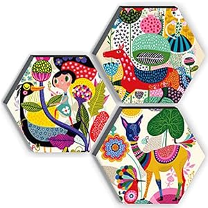 SAF Set of 3 Hexagon Kid’s Room Decor Modern Art 6MM MDF UV Textured Home Decorative Gift Item 21 inch x 21 inch…