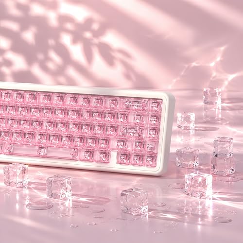 Image of dagaladoo Clear keycaps,Transparent Keyboard keycaps,Jelly Key caps Set,Shine Through keycap，MDA Profile Keyboard caps for Mx Switches Mechanical Keyboard(Pink)
