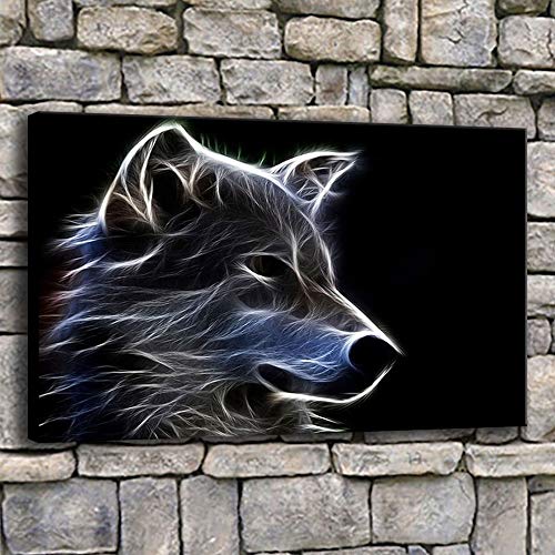Impression d'affiche loup abstrait art mural moderne sur toile premium - 3