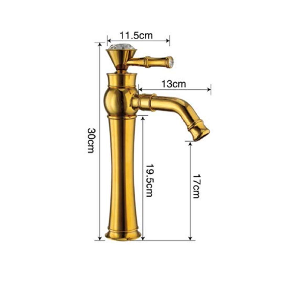 Grifo De Baño Latón Cromado, Monomando For Lavabo Sobre Encimera Con Caño Alto Y Cartucho Cerámico, Mezclador Agua Fría Caliente
