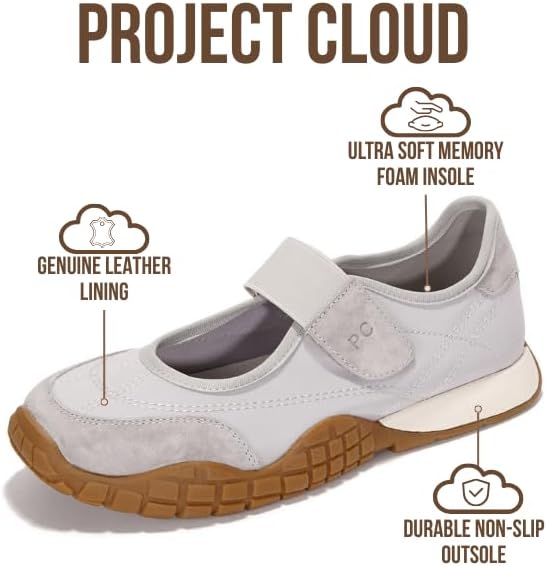 Project Cloud Womens Shoes - Lightweight Mary Jane Shoes Women with Memory Foam Insole - Non Slip Flats for Women Footwear - Women's Fashion Sneakers 2026 (Donna) - Image 3